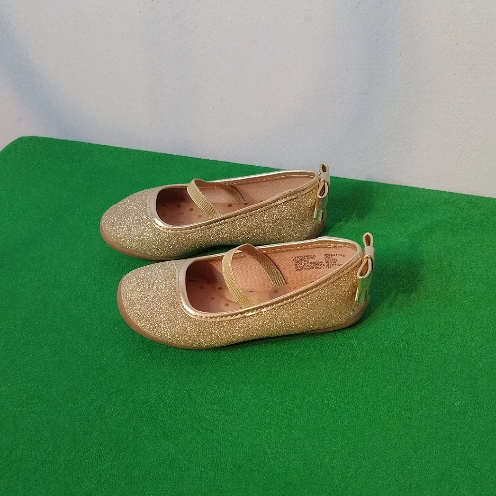 Toddler Girls Gold Sparkly Ballet Flats